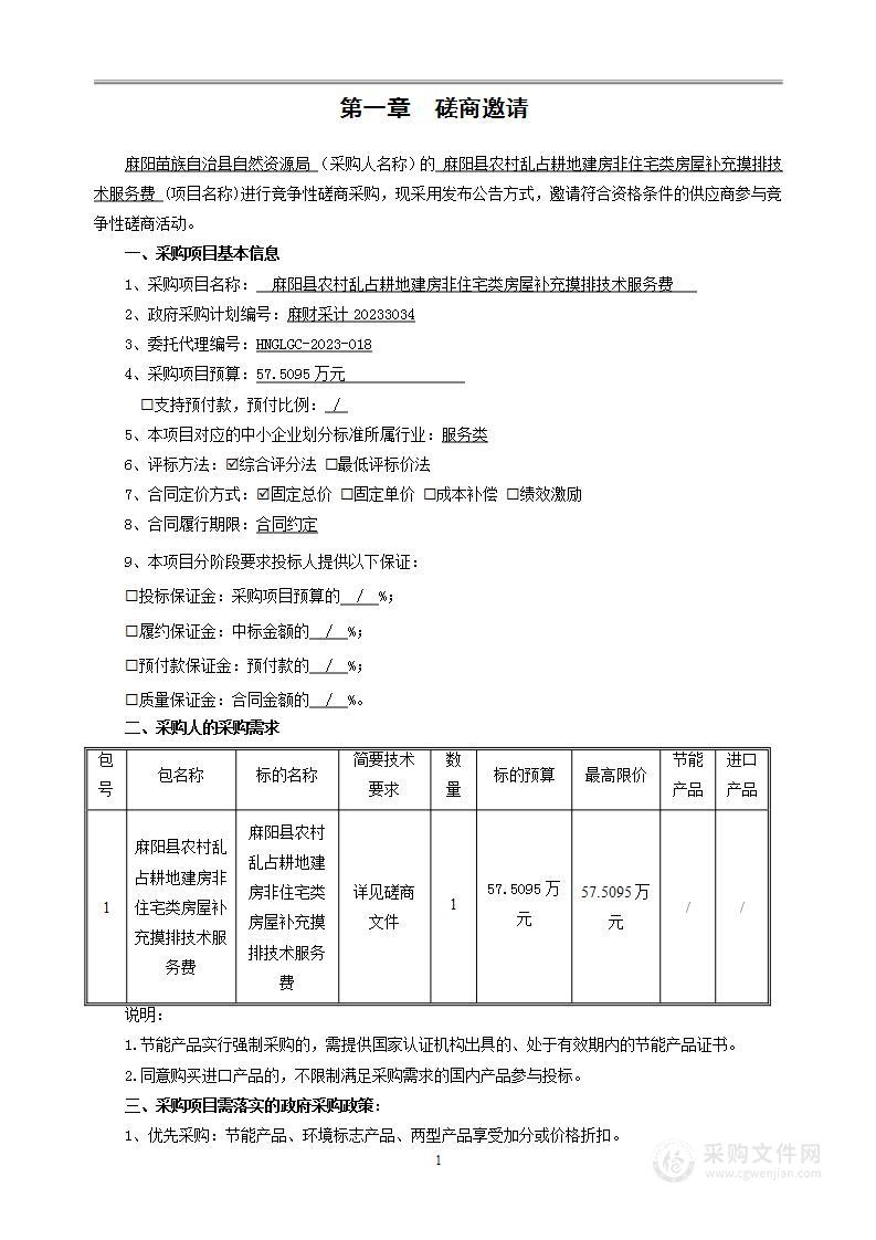 麻阳县农村乱占耕地建房非住宅类房屋补充摸排技术服务费