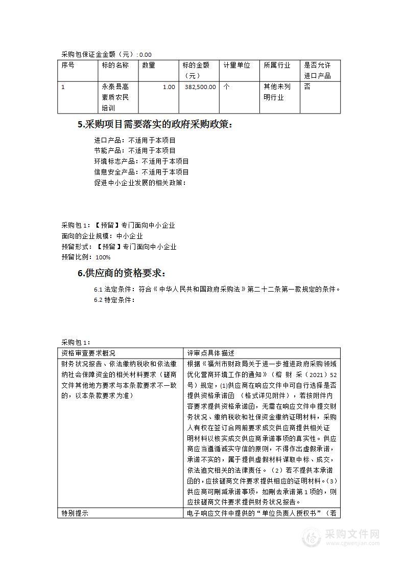 2023年永泰县高素质农民培训