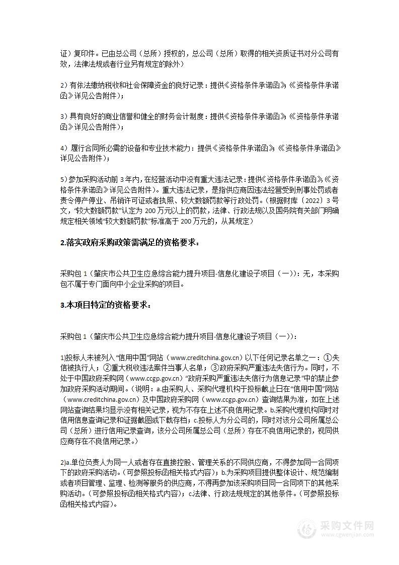 肇庆市公共卫生应急综合能力提升项目-信息化建设子项目（一）