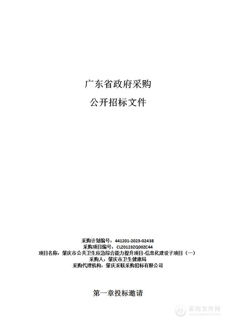 肇庆市公共卫生应急综合能力提升项目-信息化建设子项目（一）