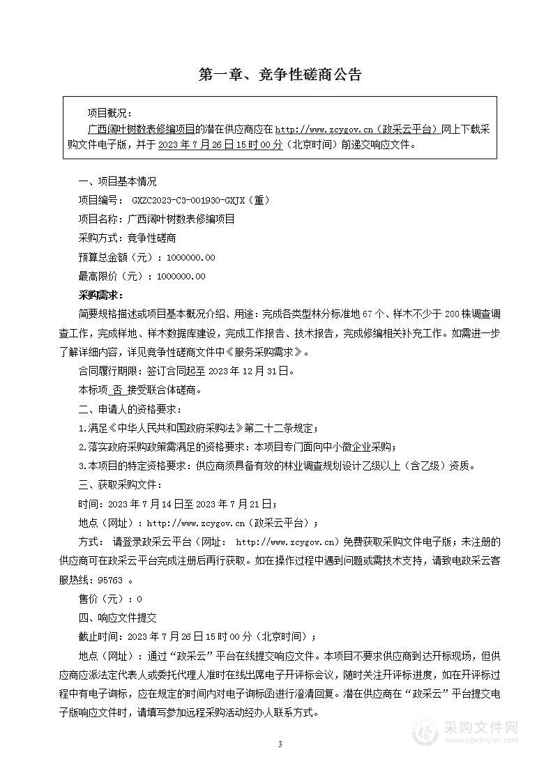 广西阔叶树数表修编项目