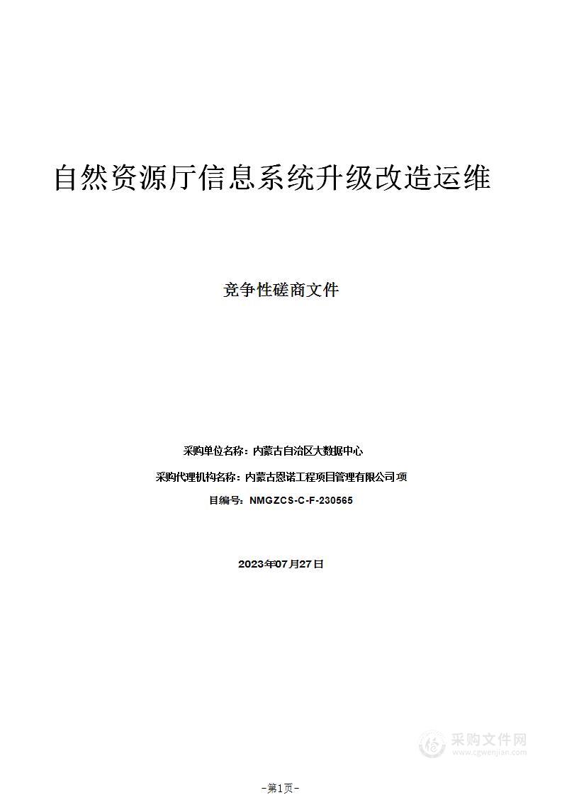 自然资源厅信息系统升级改造运维