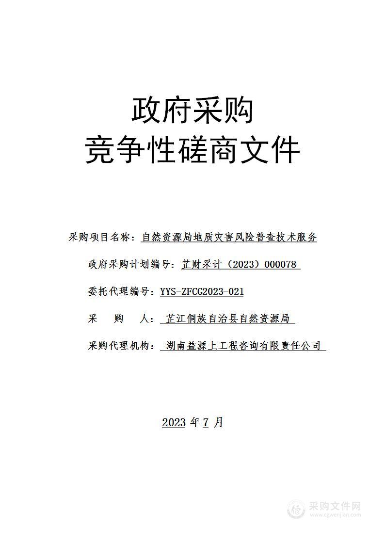 自然资源局地质灾害风险普查技术服务