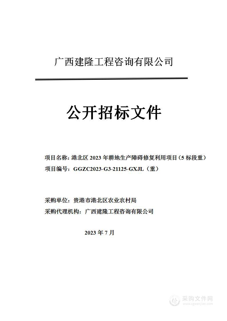 港北区2023年耕地生产障碍修复利用项目（5标段）