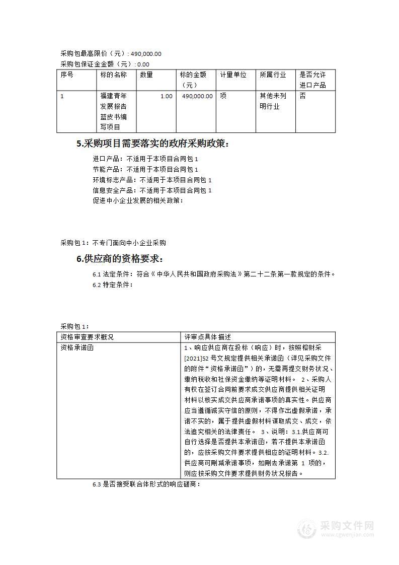 福建青年发展报告》蓝皮书编写项目