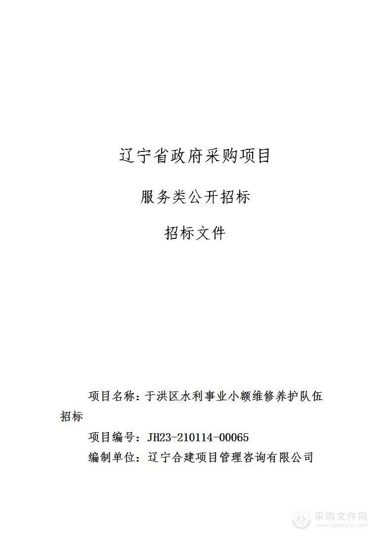 于洪区水利事业小额维修养护队伍招标