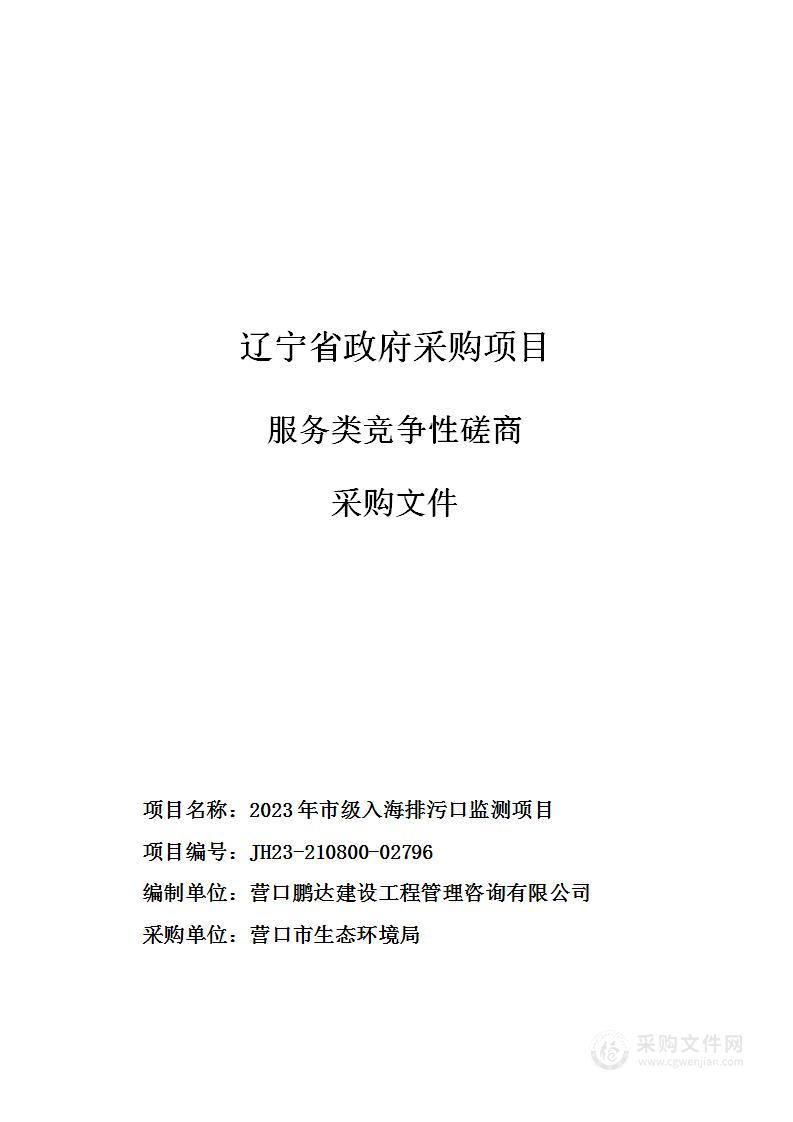 2023年市级入海排污口监测项目