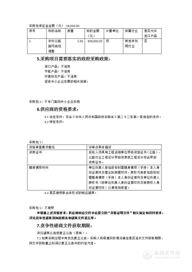 农村公路路网规划调整