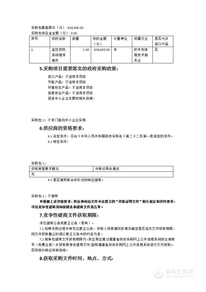 监控安防系统维保项目