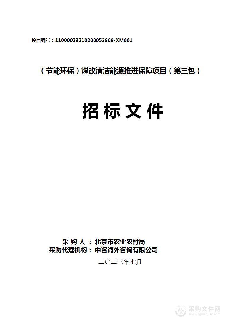 （节能环保）煤改清洁能源推进保障项目（第三包）