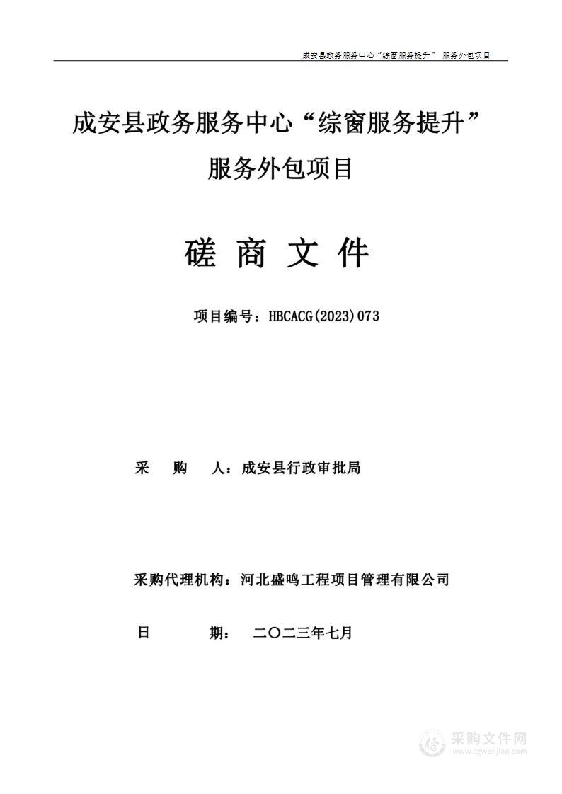 成安县政府服务中心“综窗服务提升”服务外包项目