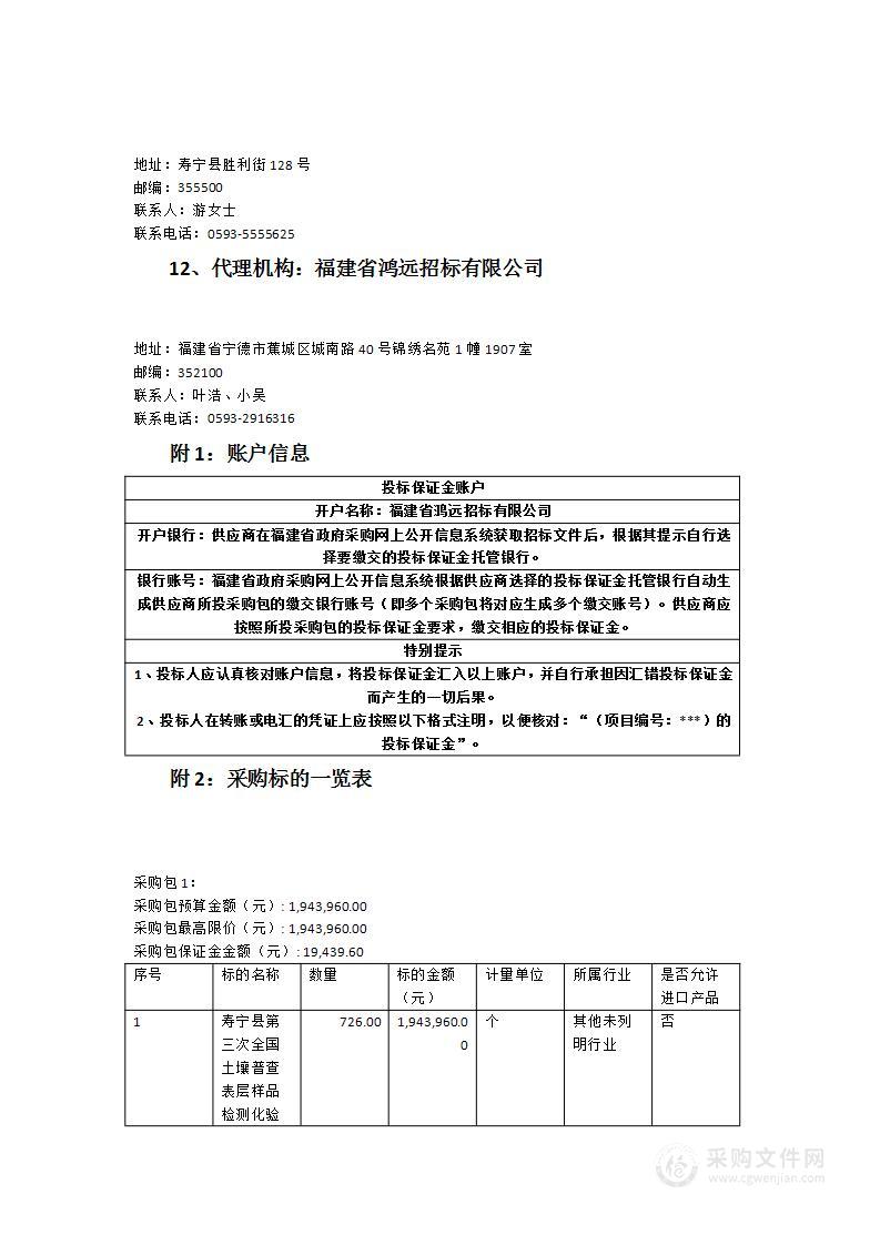 寿宁县第三次全国土壤普查表层样品检测化验