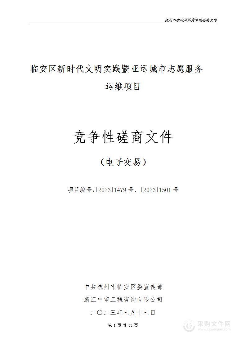 临安区新时代文明实践暨亚运城市志愿服务运维项目