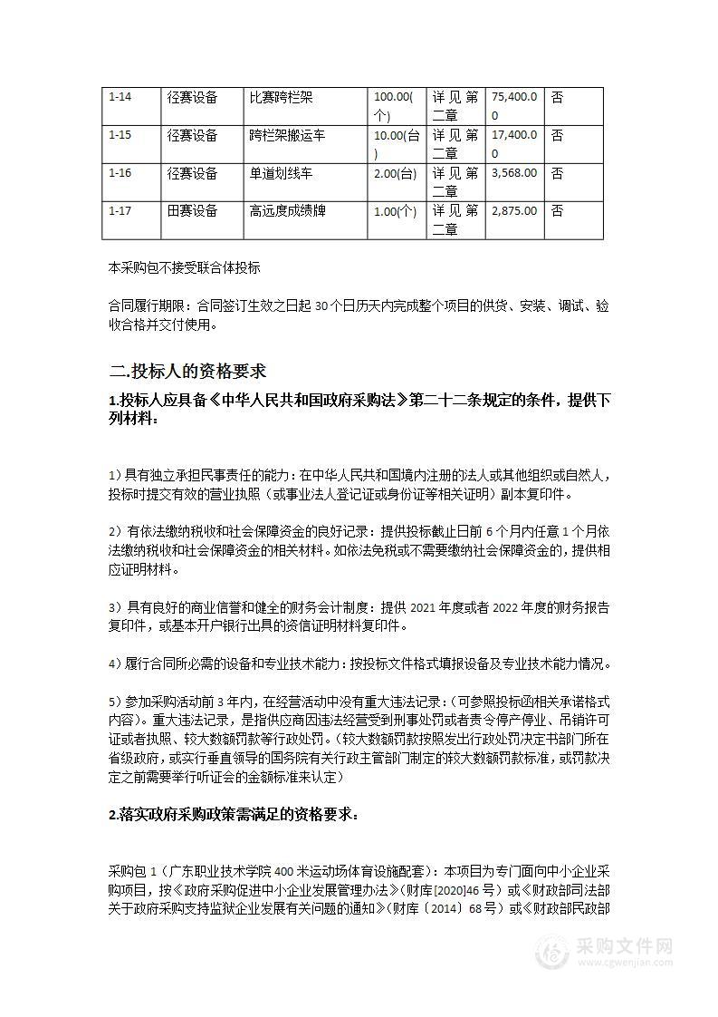 广东职业技术学院400米运动场体育设施配套