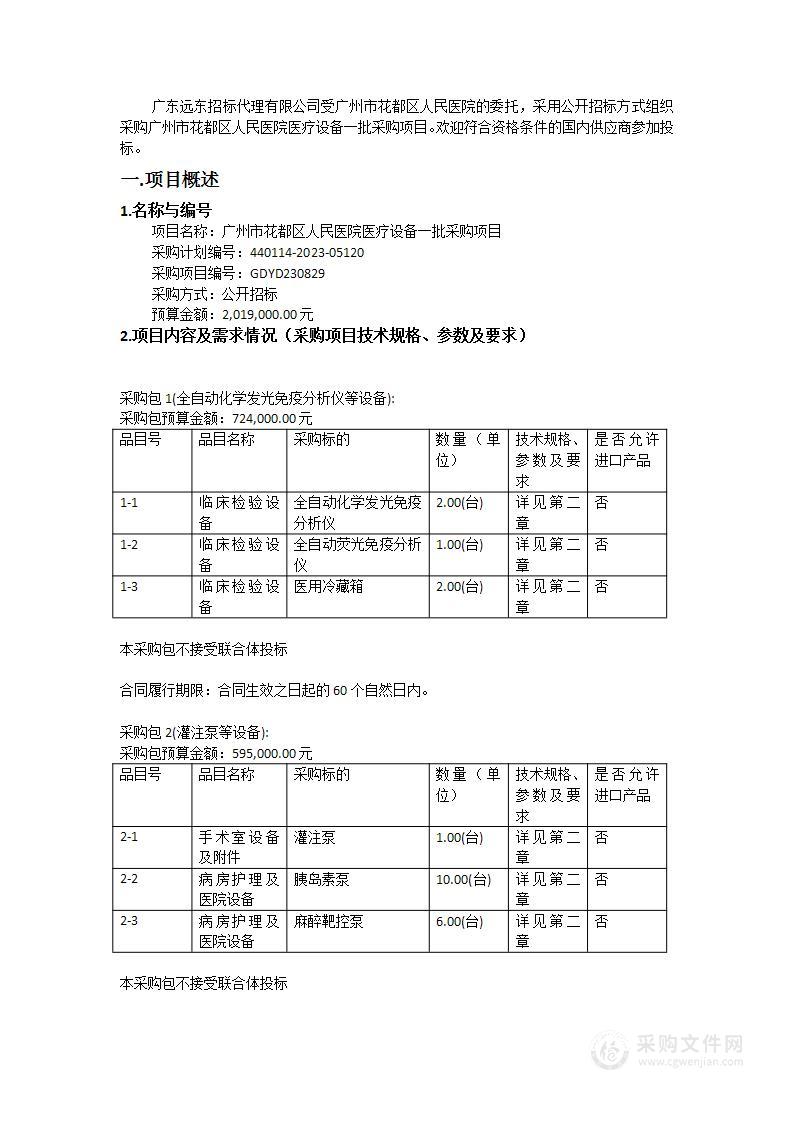 广州市花都区人民医院医疗设备一批采购项目