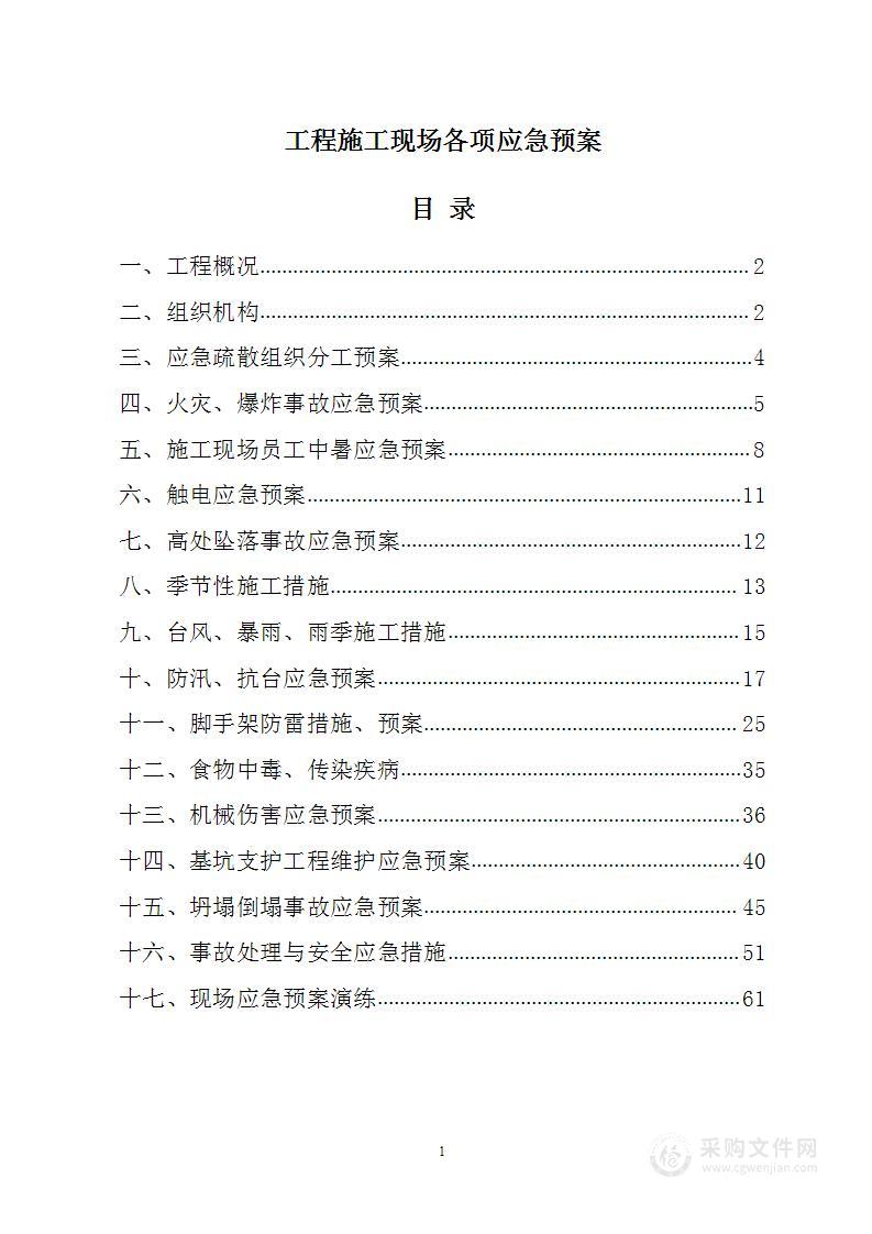 工程施工现场各项应急预案