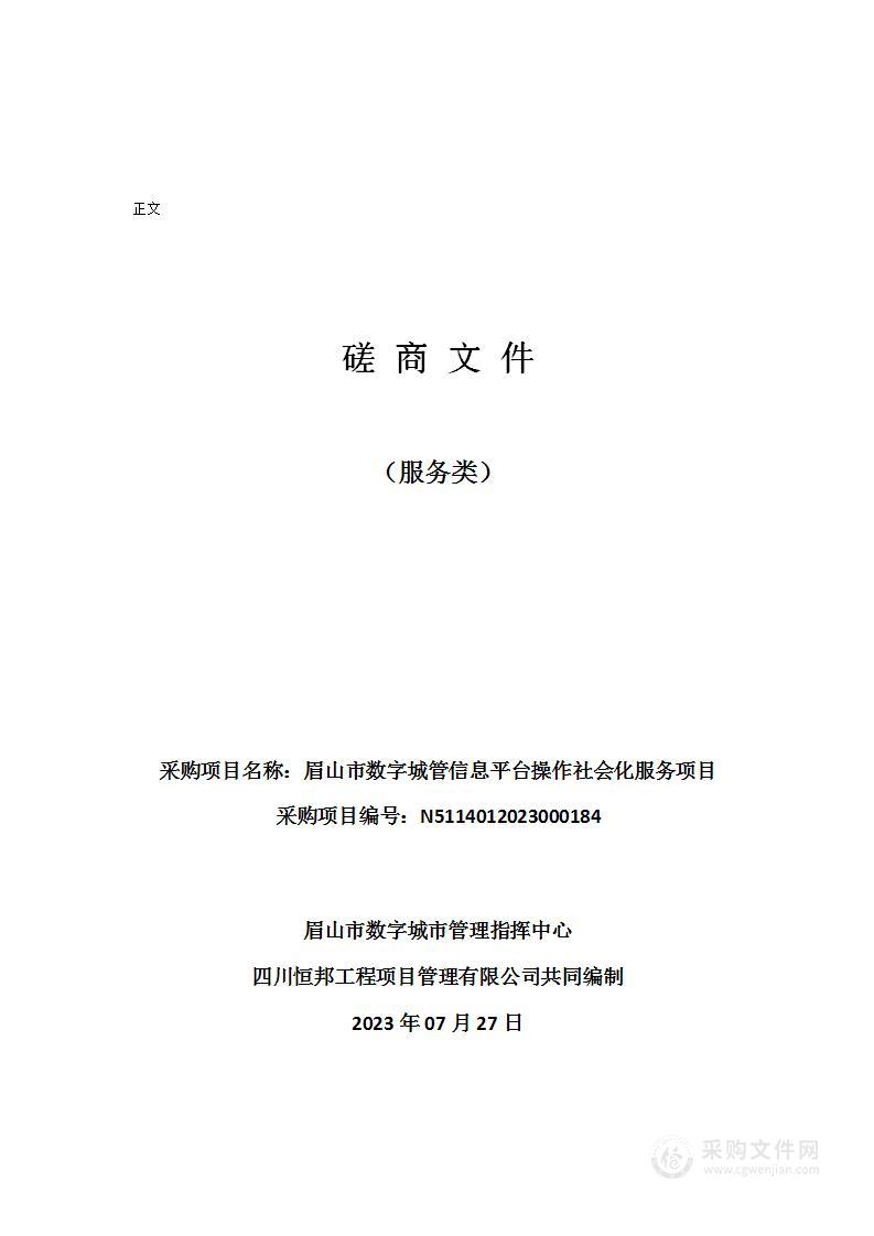 眉山市数字城管信息平台操作社会化服务项目