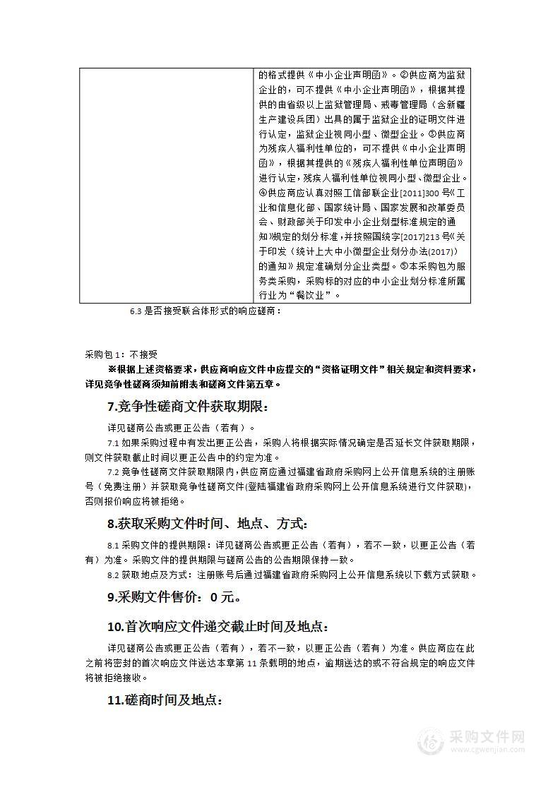 2023年度福州金山小学教师用餐集体配送项目