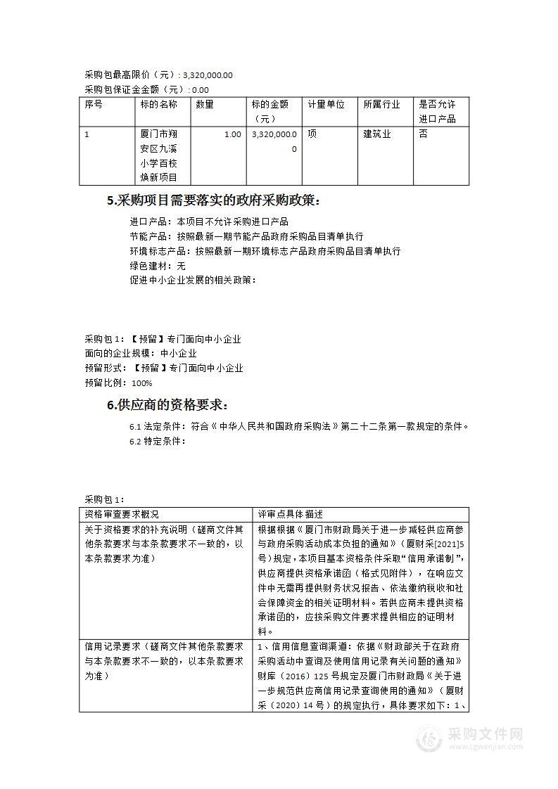 厦门市翔安区九溪小学百校焕新项目