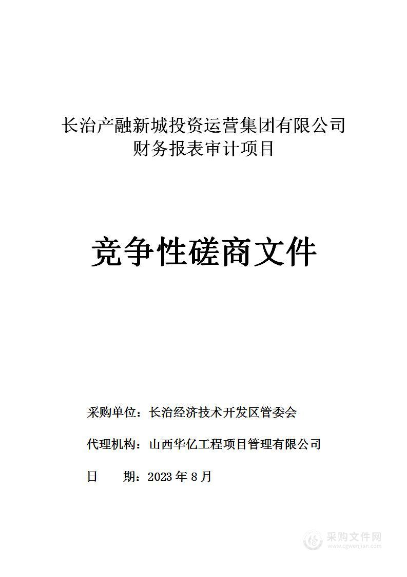 长治产融新城投资运营集团有限公司财务报表审计项目