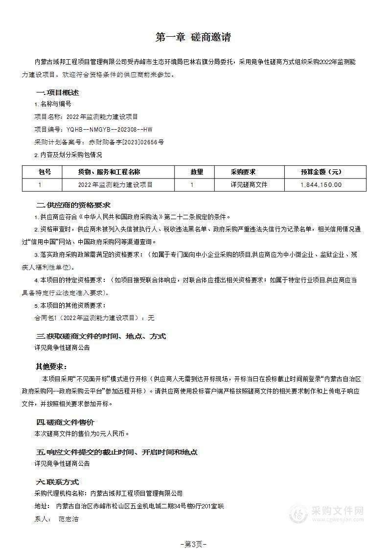 2022年监测能力建设项目