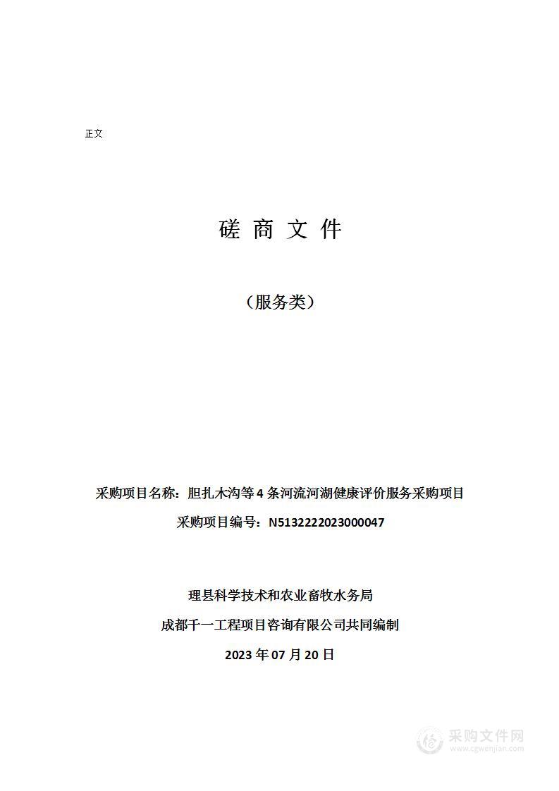 胆扎木沟等4条河流河湖健康评价服务采购项目