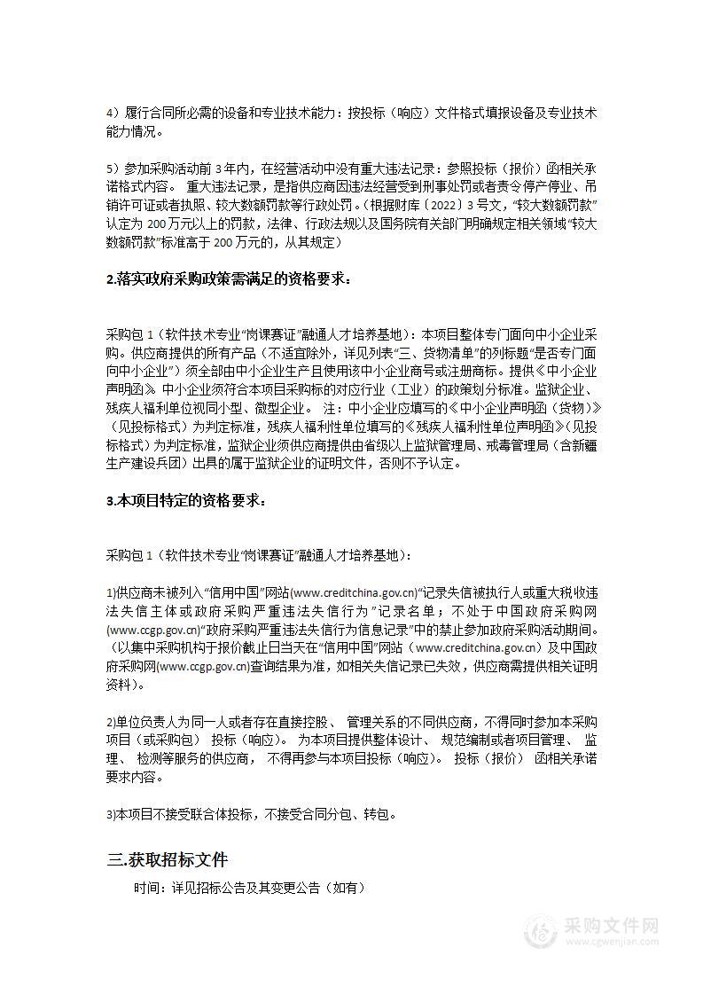 软件技术专业“岗课赛证”融通人才培养基地