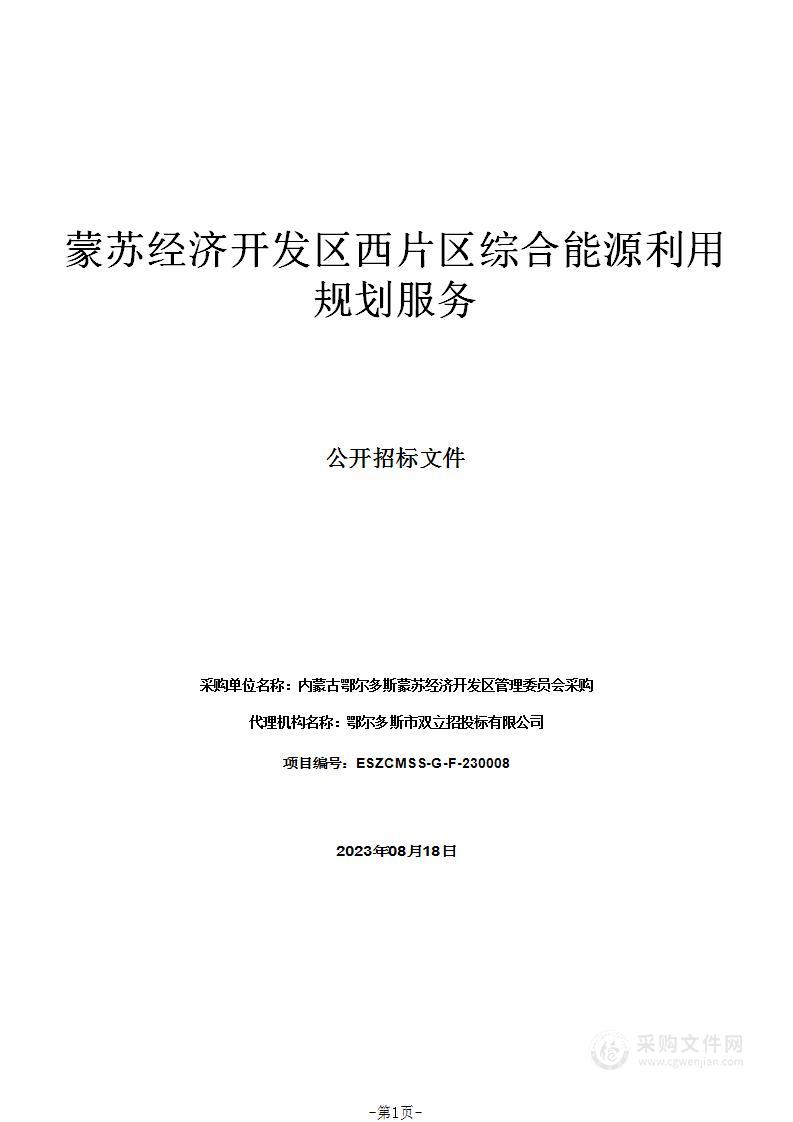 蒙苏经济开发区西片区综合能源利用规划服务