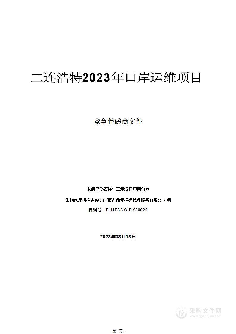 二连浩特2023年口岸运维项目