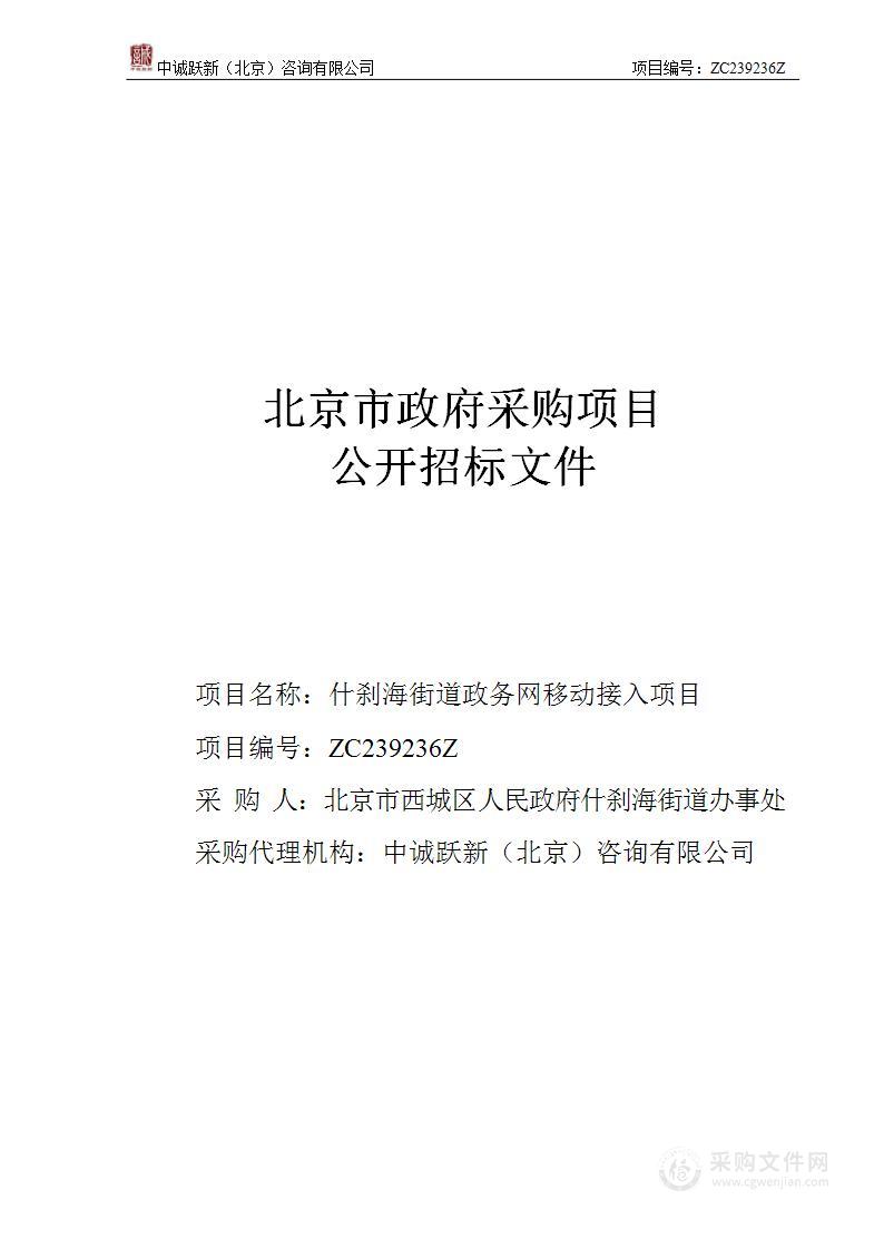 什刹海街道政务网移动接入项目