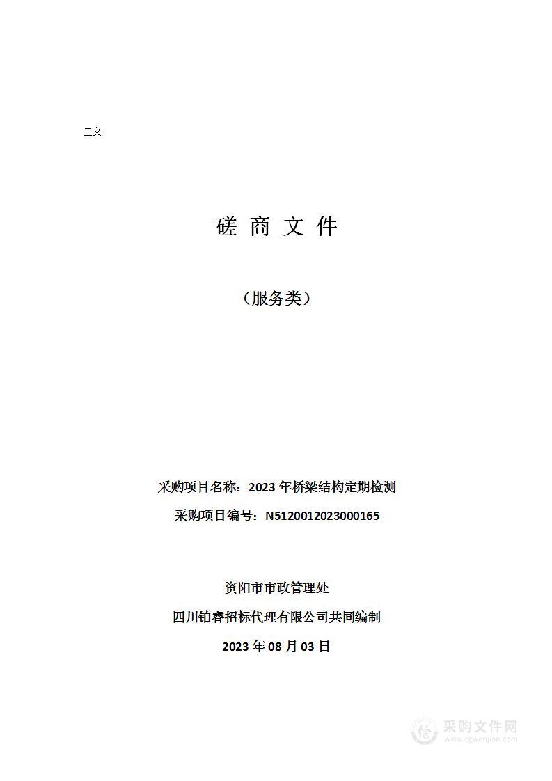 资阳市市政管理处2023年桥梁结构定期检测