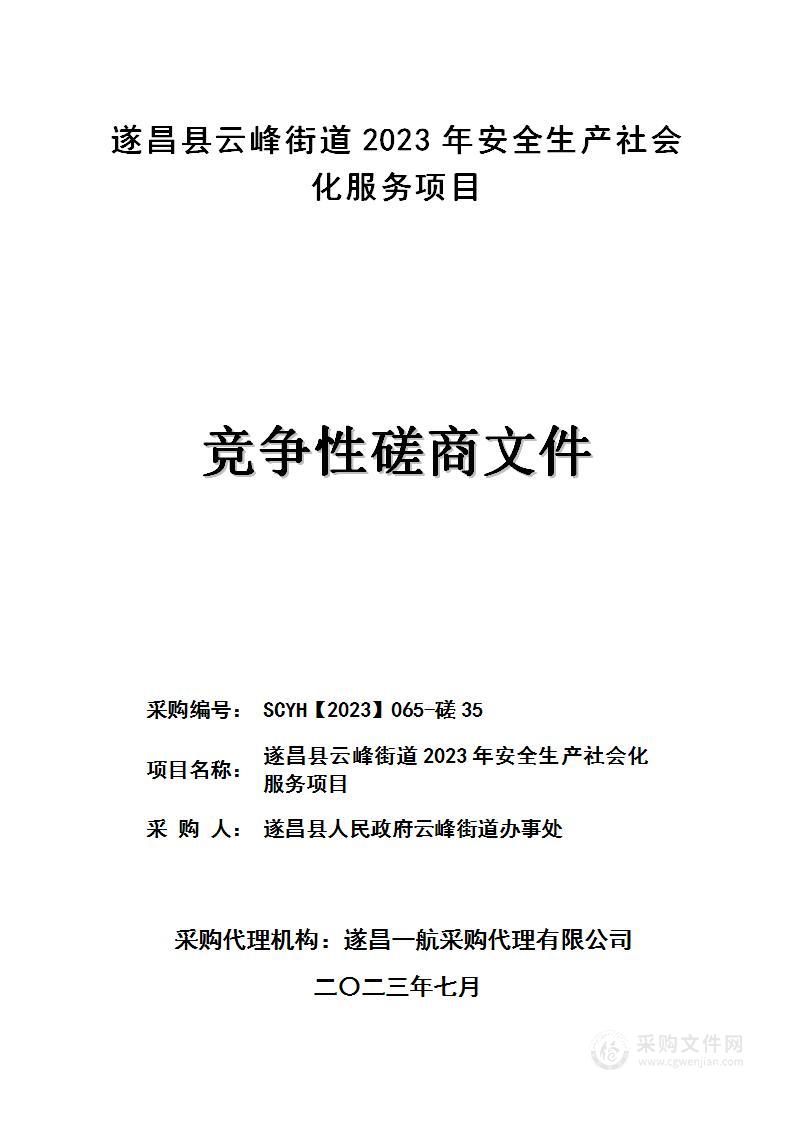 遂昌县云峰街道2023年安全生产社会化服务项目