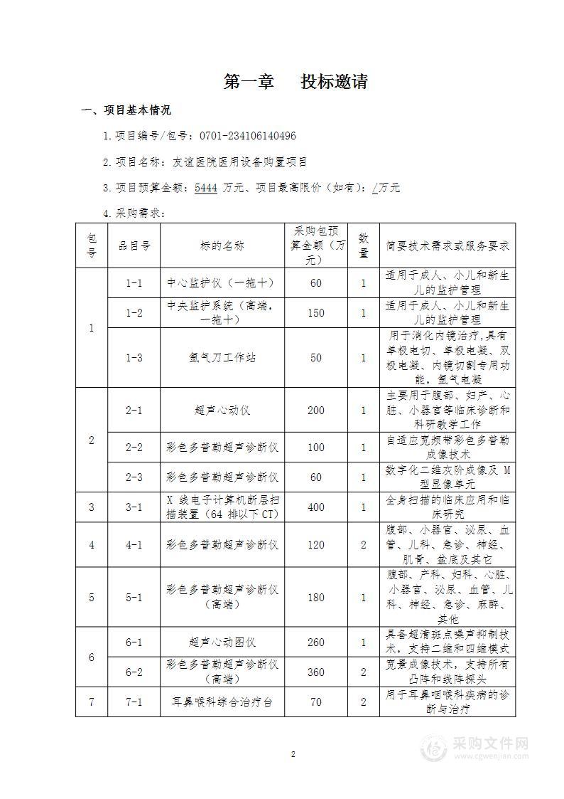 友谊医院医用设备购置项目