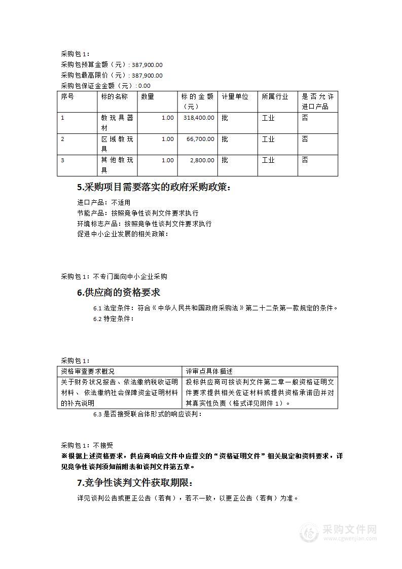 2023年福州市儿童学园和金山校区教玩具器材采购项目