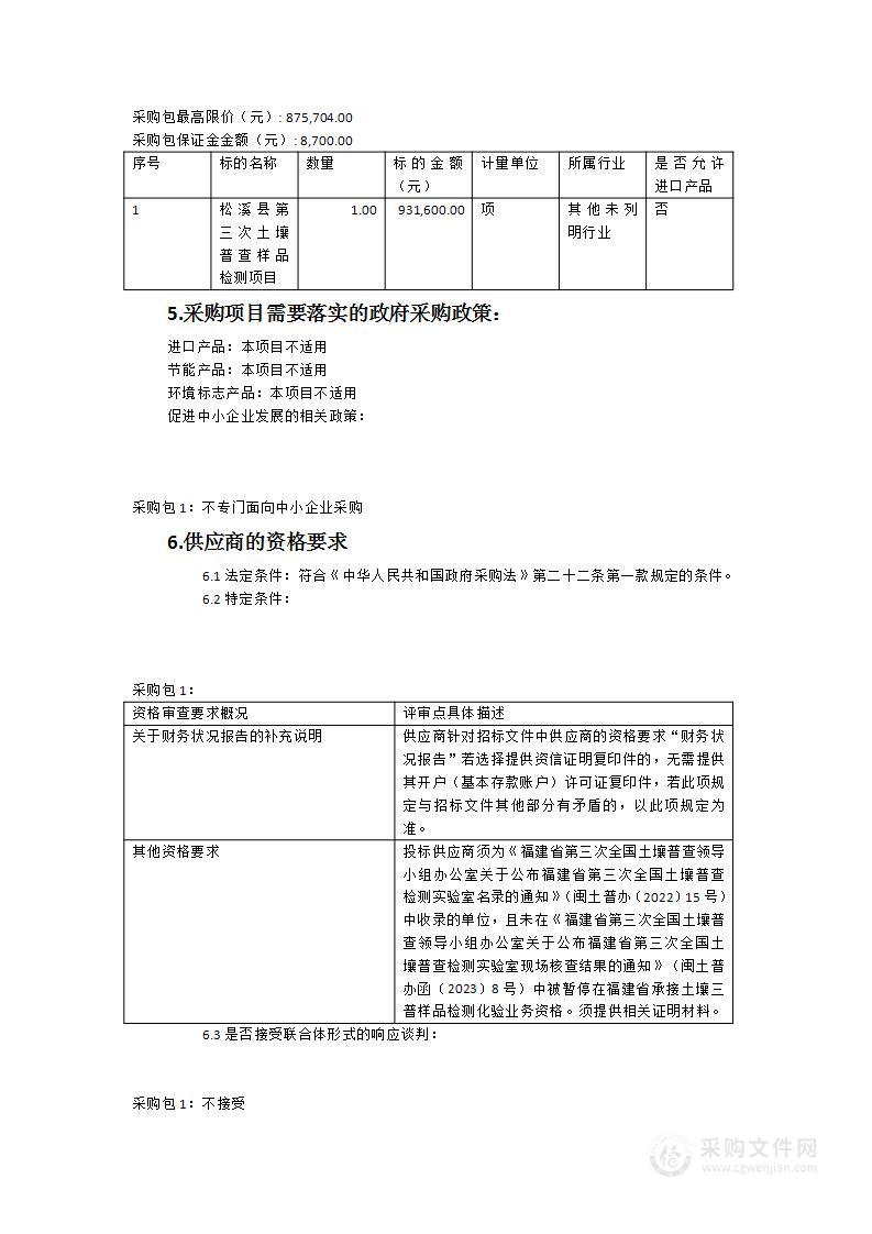 松溪县第三次土壤普查样品检测项目