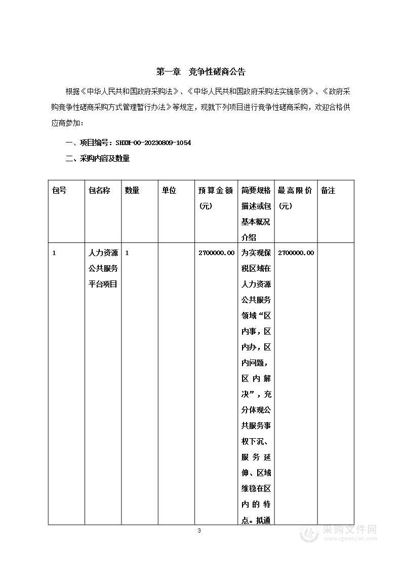 人力资源公共服务平台项目