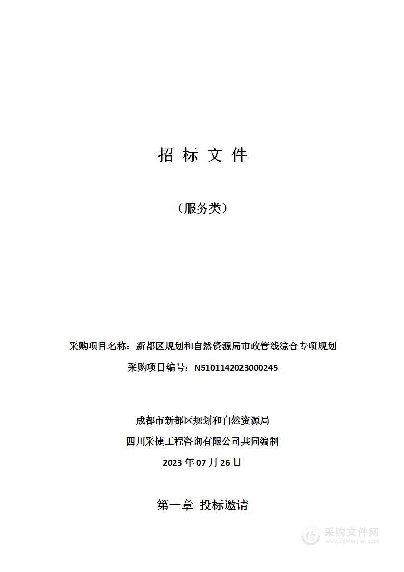 成都市新都区规划和自然资源局市政管线综合专项规划