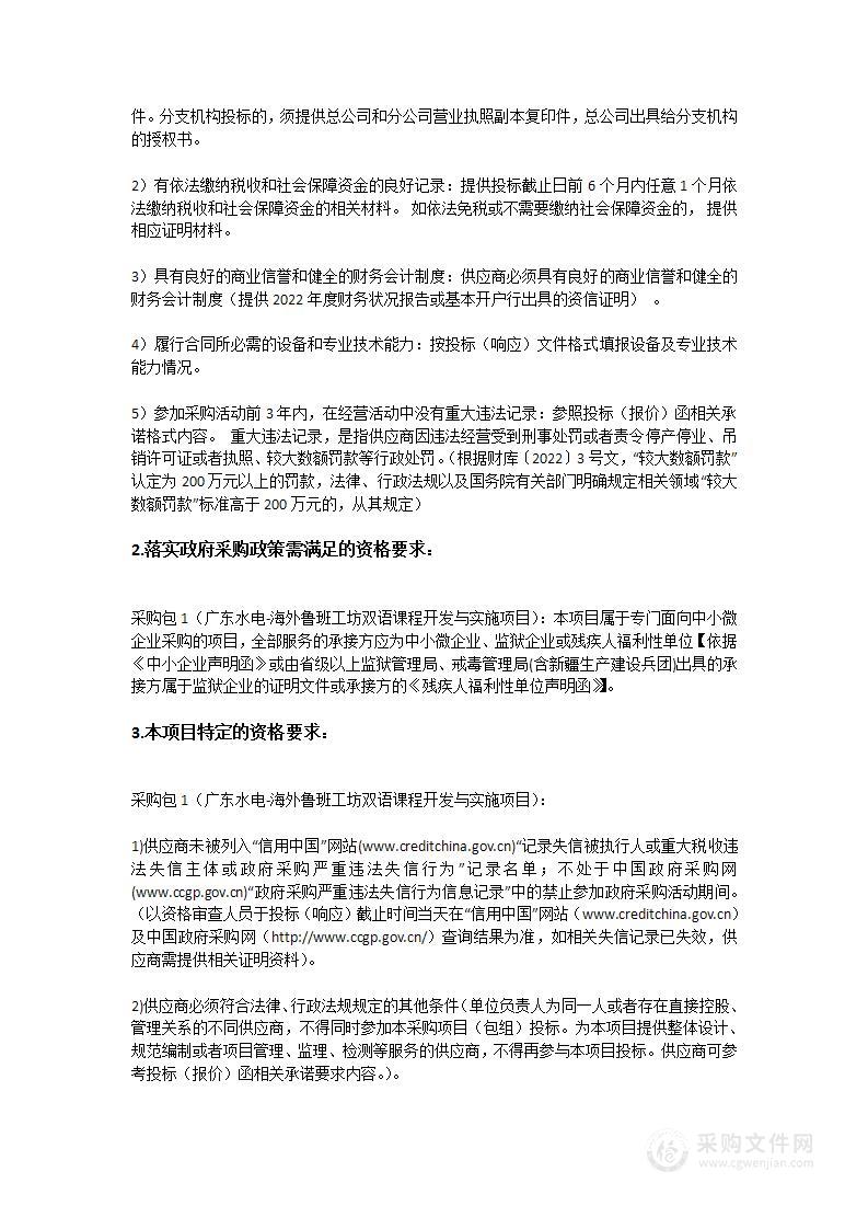 广东水利电力职业技术学院广东水电-海外鲁班工坊双语课程开发与实施项目