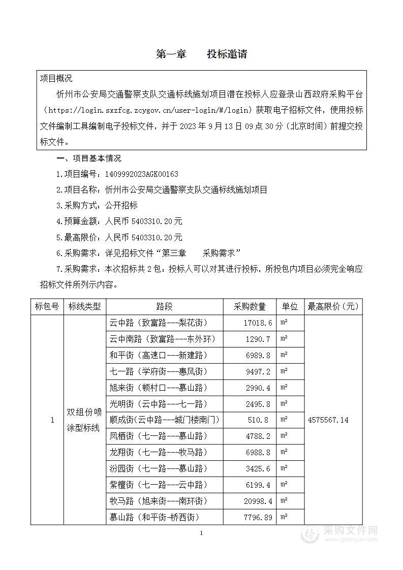 忻州市公安局交通警察支队交通标线施划项目（2）