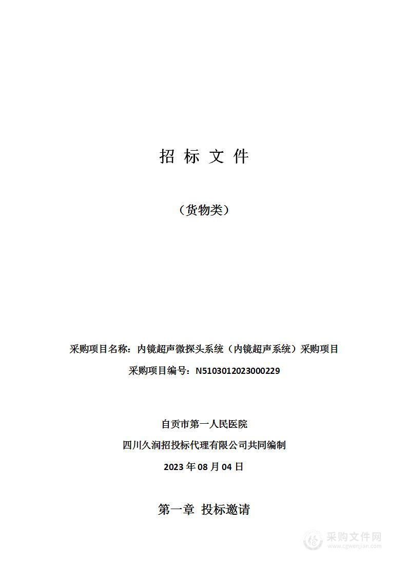 自贡市第一人民医院内镜超声微探头系统（内镜超声系统）采购项目