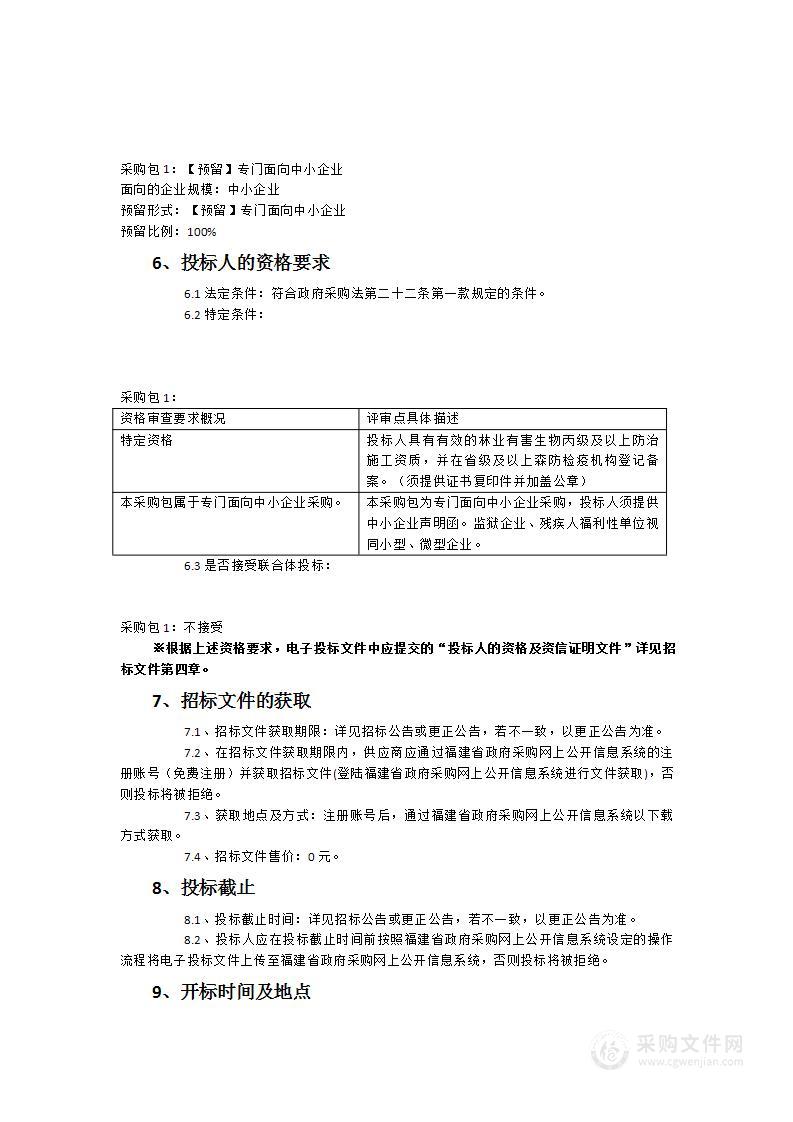 鲤城区2023-2025年度松材线虫病防控绩效承包项目