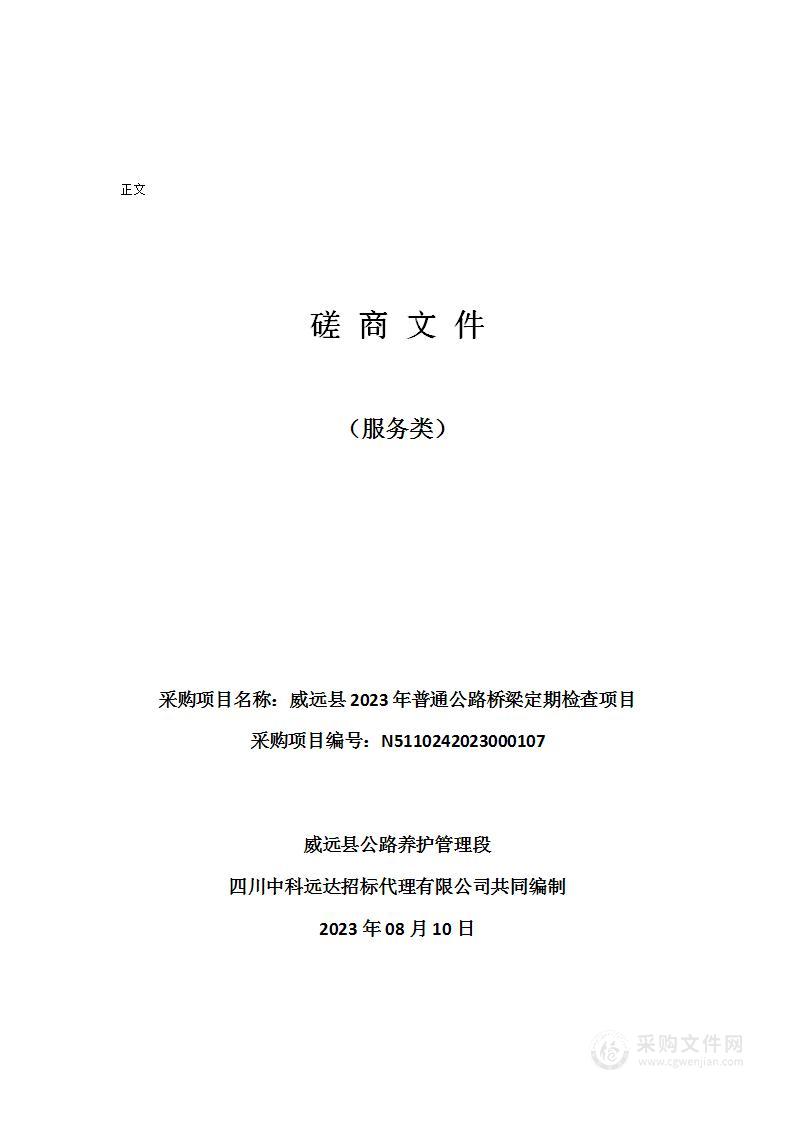 威远县2023年普通公路桥梁定期检查项目