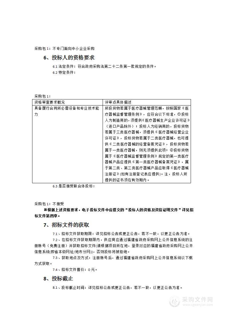 福建医科大学附属第一医院监护仪一批采购项目