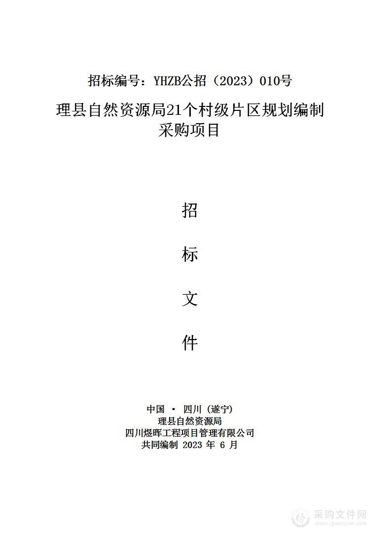 理县自然资源局21个村级片区规划编制采购项目