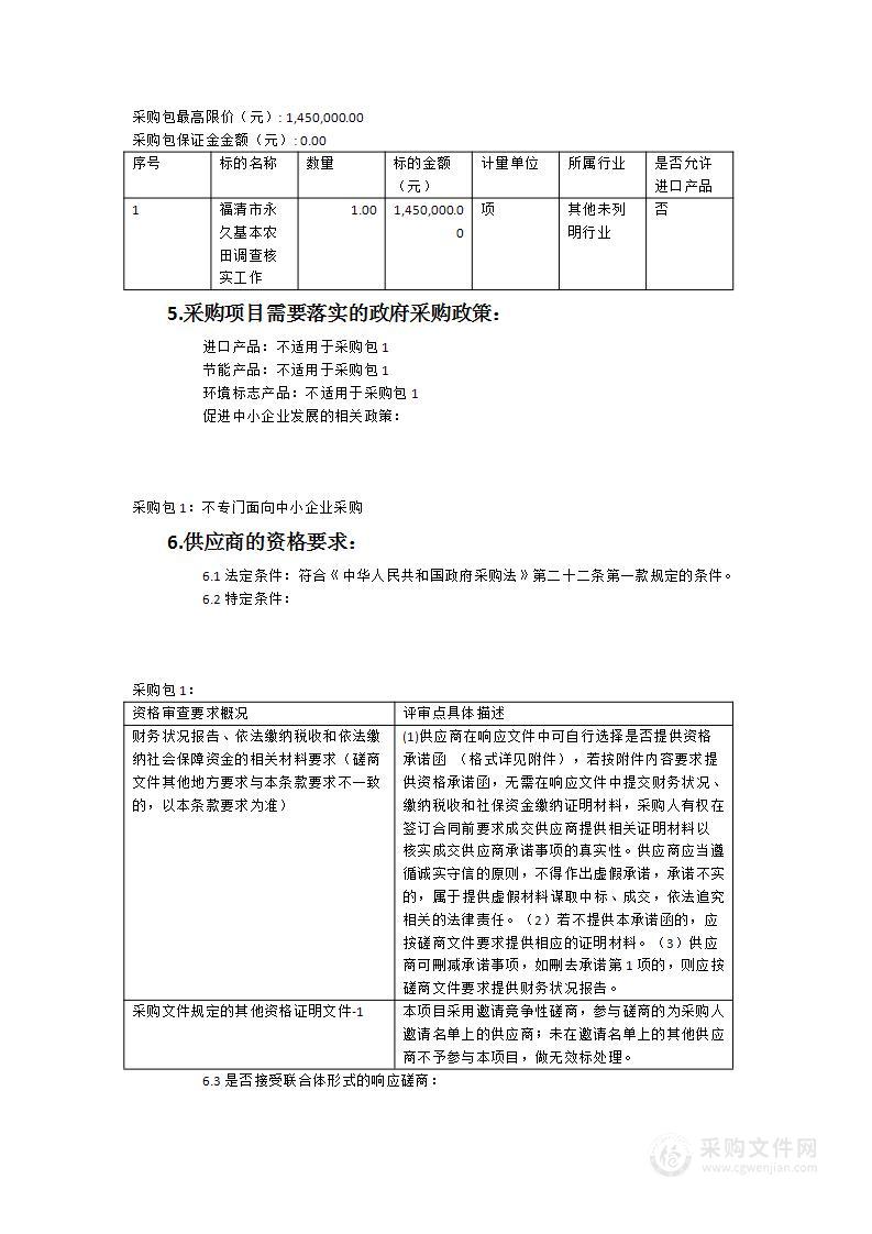 福清市永久基本农田调查核实工作项目