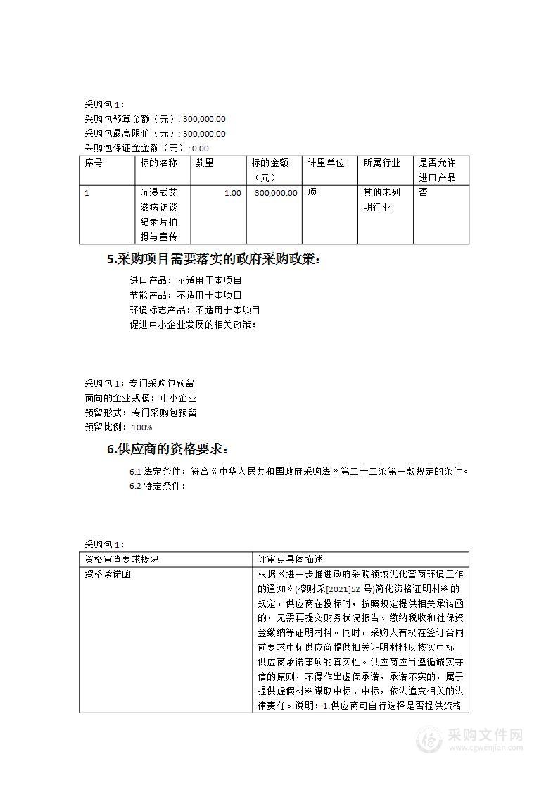 2023年福州市沉浸式艾滋病访谈纪录片拍摄与宣传服务项目