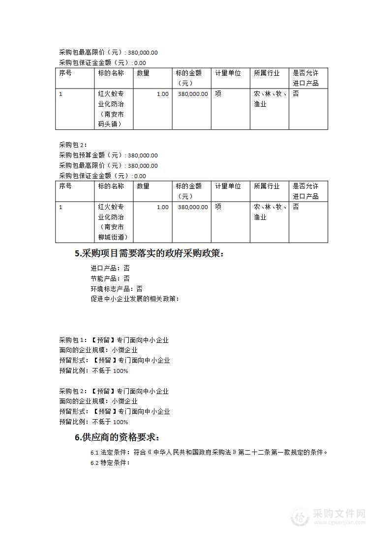 2023年红火蚁专业化防治项目