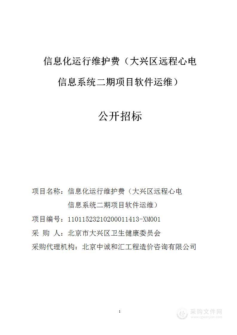 信息化运行维护费（大兴区远程心电信息系统二期项目软件运维）