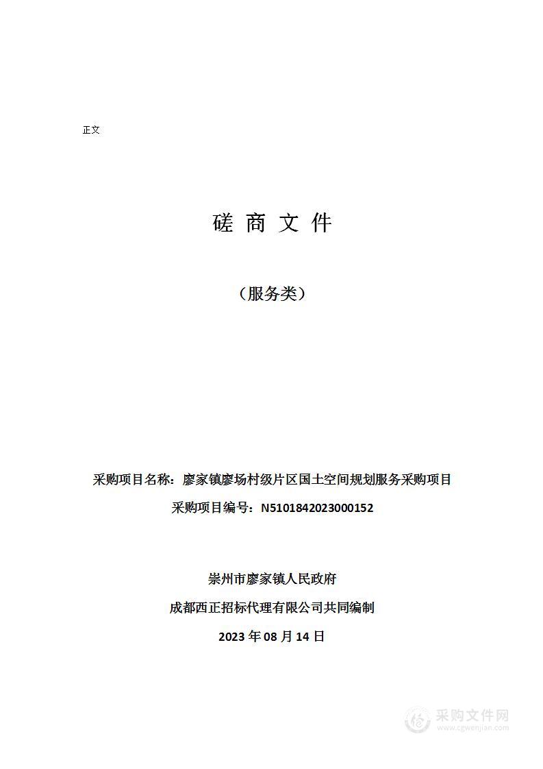 廖家镇廖场村级片区国土空间规划服务采购项目