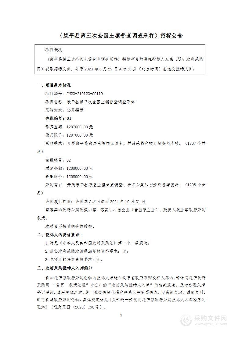 康平县第三次全国土壤普查调查采样